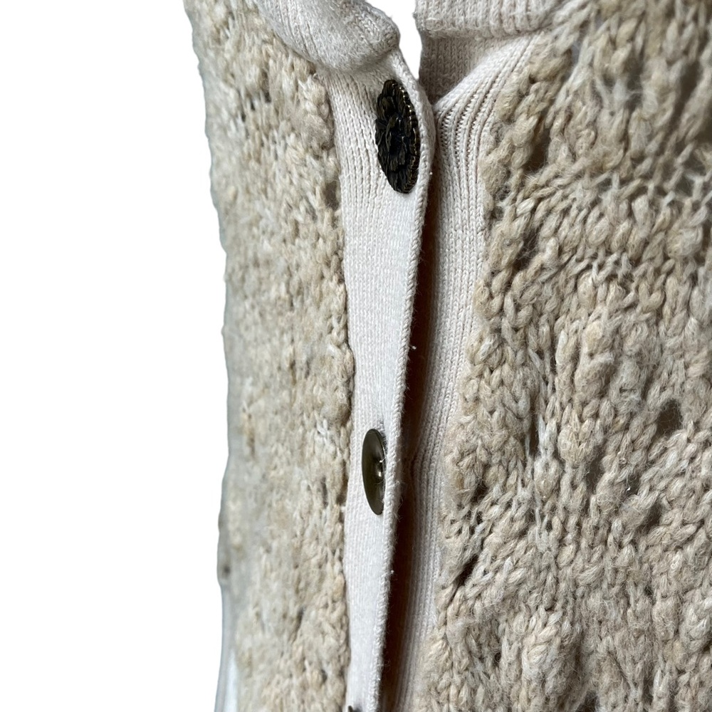 Free People Wool Blend Chunky Knit Brass Button Oatmeal Grandpa Cardigan… - Picture 9 of 13